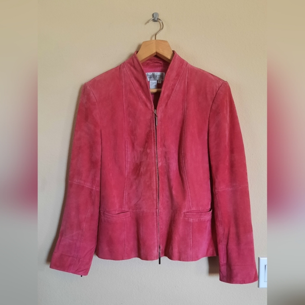 Vintage Raspberry Genuine Suede Jacket Moto Worth